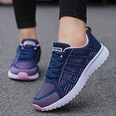 Women's Lace-Up Mesh Walking Sneakers