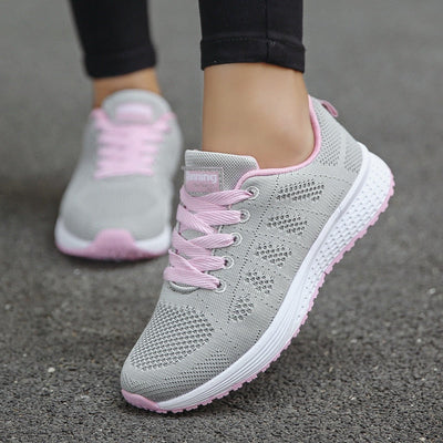 Women's Lace-Up Mesh Walking Sneakers
