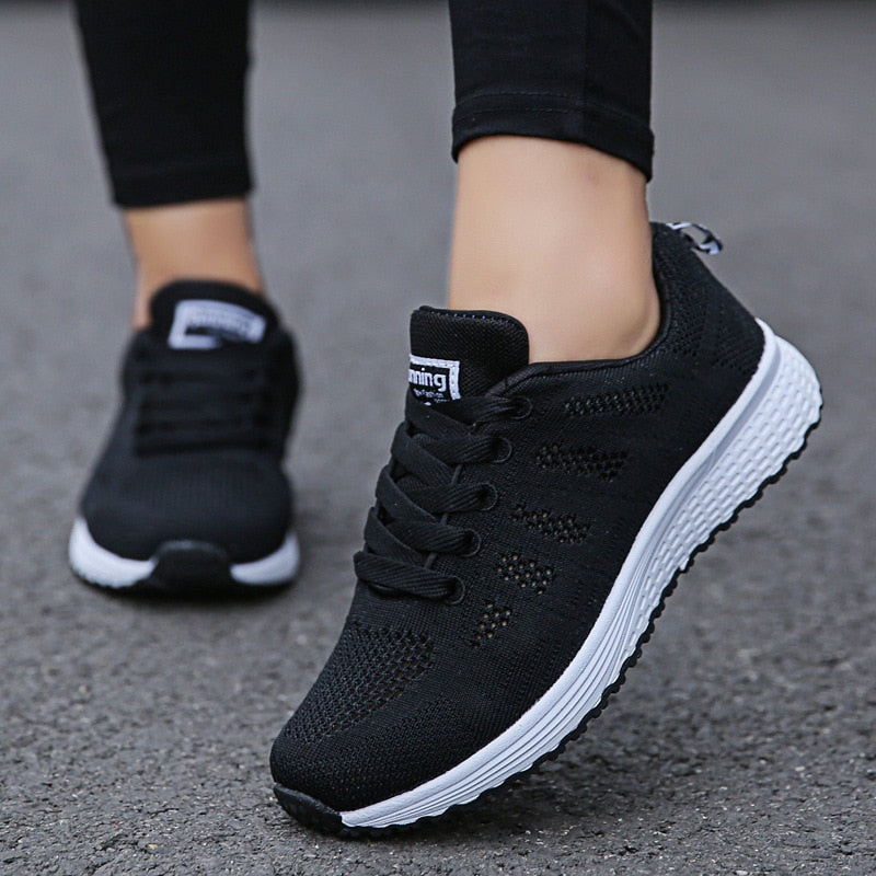 Women's Lace-Up Mesh Walking Sneakers
