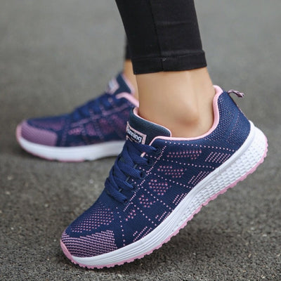 Women's Lace-Up Mesh Walking Sneakers