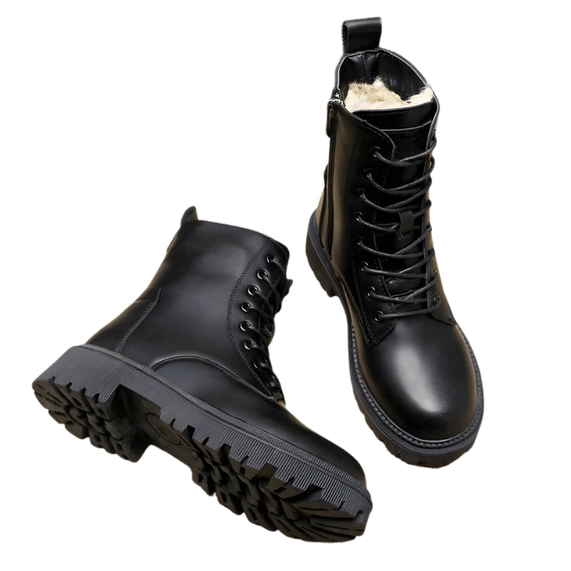 Women's Lace Up Platform Boots with Chunky Tread Sole