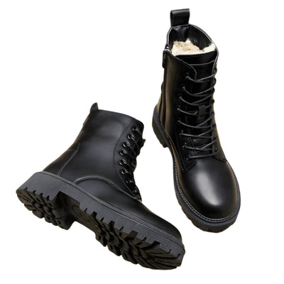 Women's Lace Up Platform Boots with Chunky Tread Sole