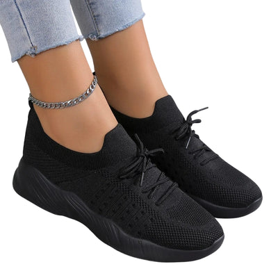Women's Lace-Up Sneakers with Woven Upper