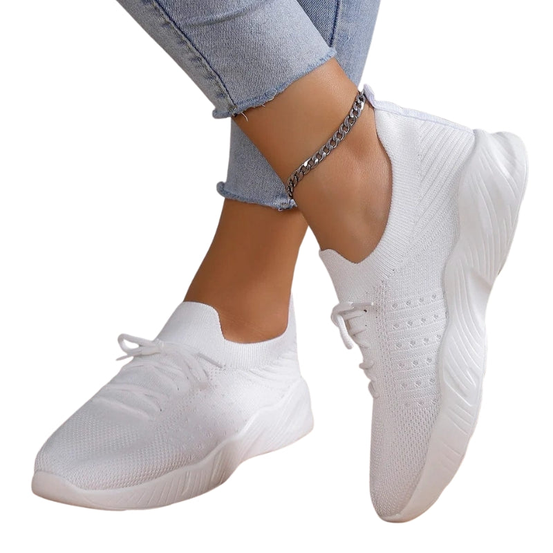 Women's Lace-Up Sneakers with Woven Upper