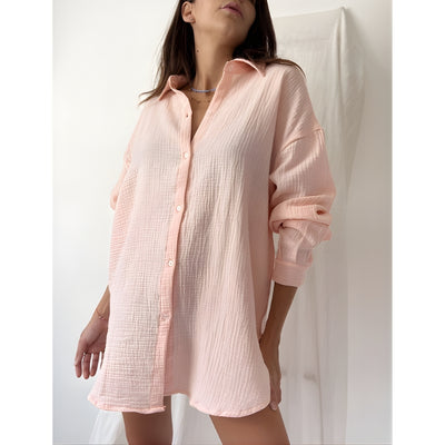 Women's Long Sleeve Collared Blouse with Button Down Front