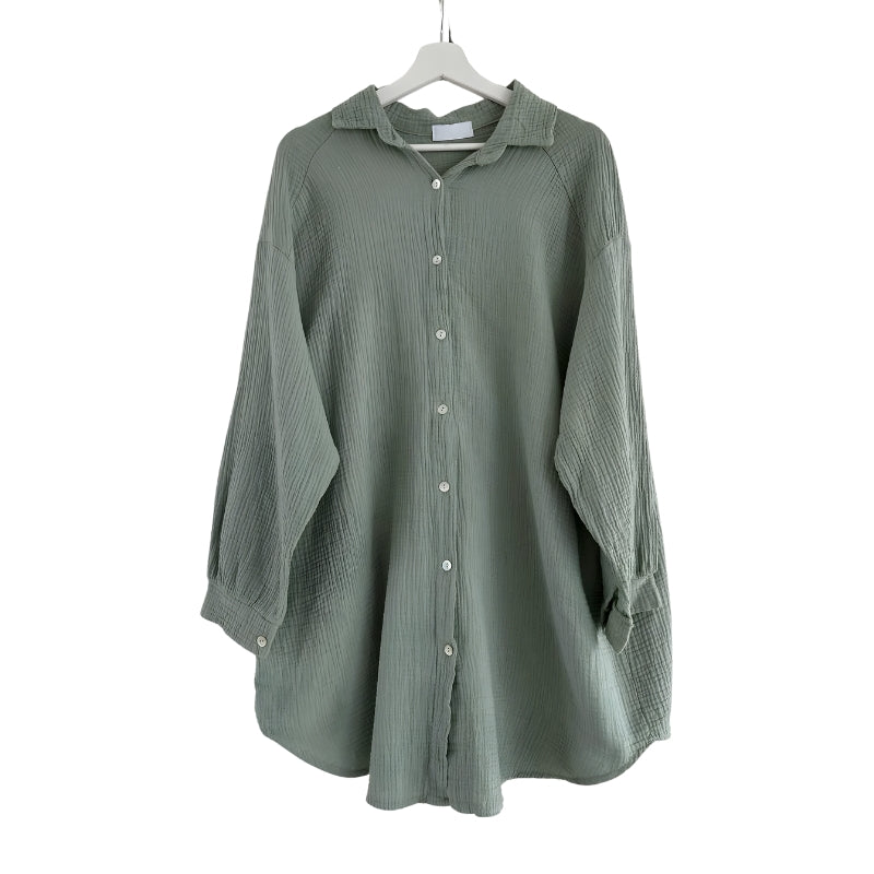 Women's Long Sleeve Collared Blouse with Button Down Front