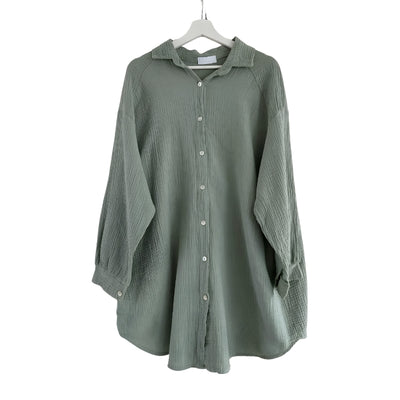 Women's Long Sleeve Collared Blouse with Button Down Front