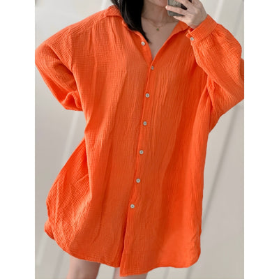Women's Long Sleeve Collared Blouse with Button Down Front