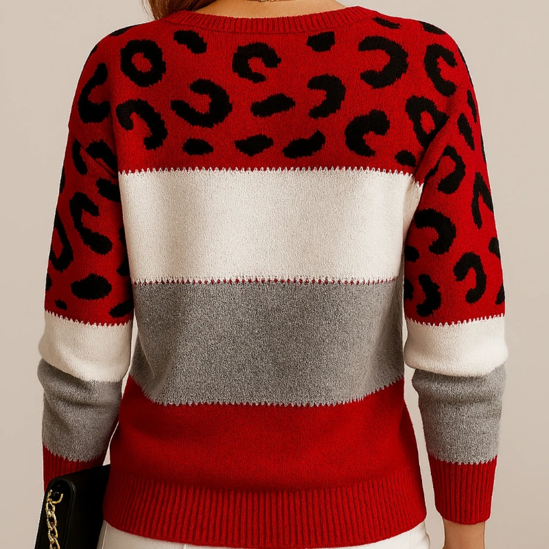 Women’s Long Sleeve Leopard Pattern Sweater