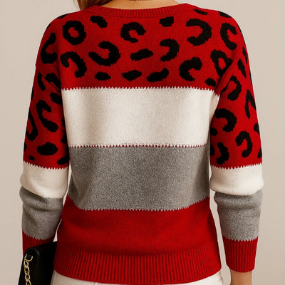 Women’s Long Sleeve Leopard Pattern Sweater