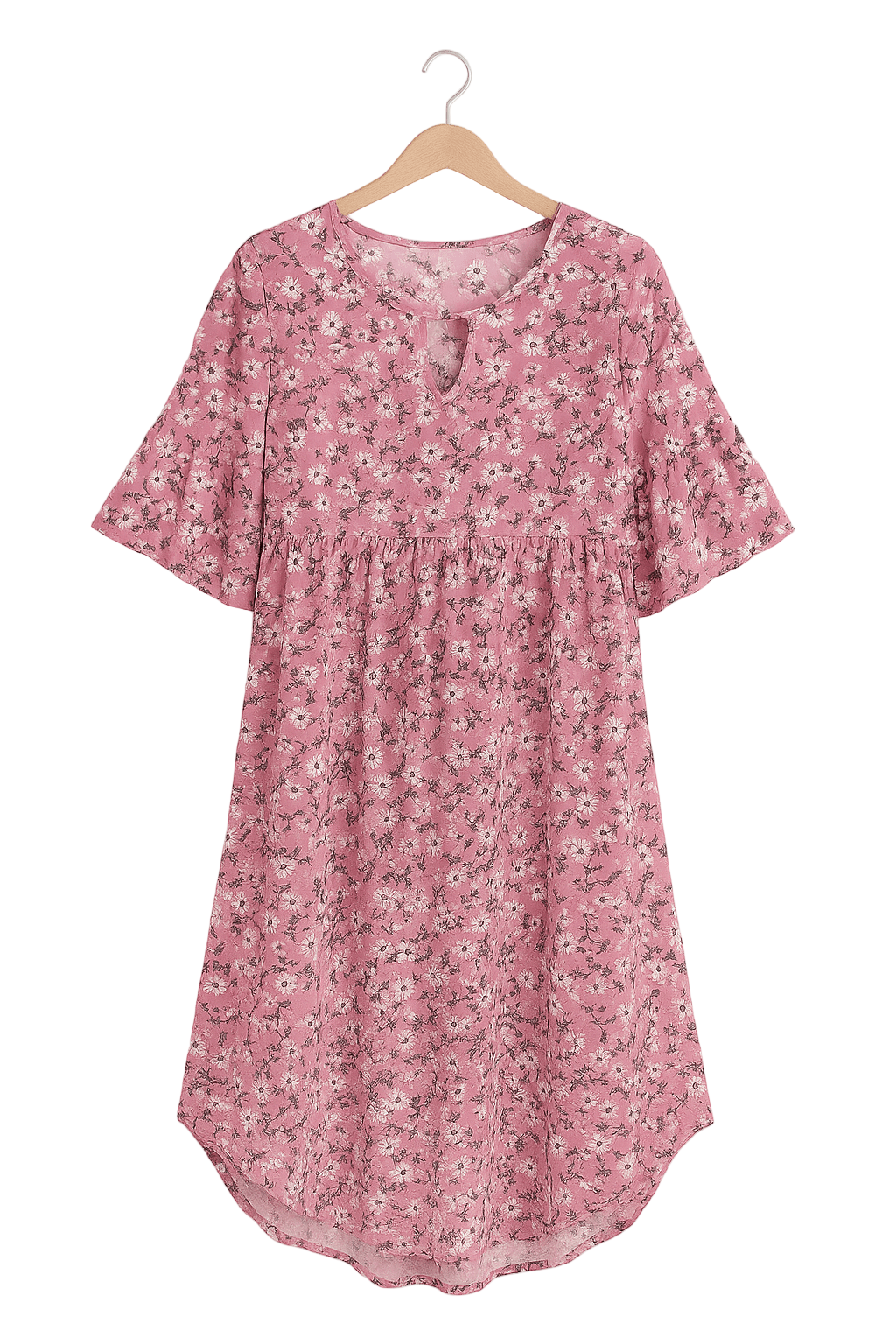 Women's Loose High Waist  V-neck Floral Dress