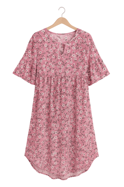 Women's Loose High Waist  V-neck Floral Dress