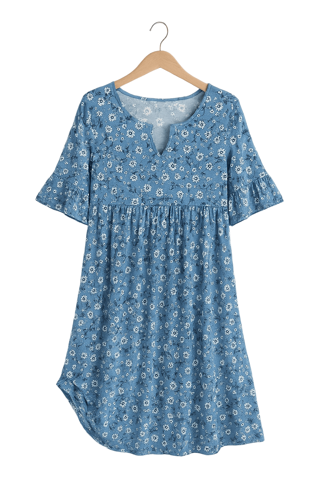 Women's Loose High Waist  V-neck Floral Dress