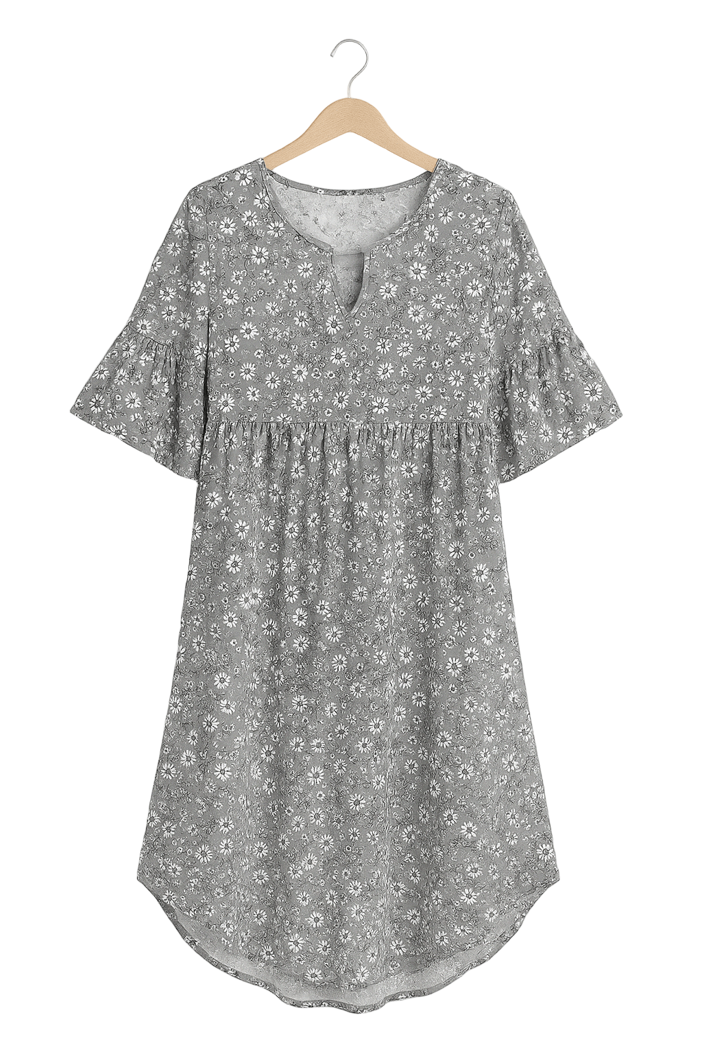 Women's Loose High Waist  V-neck Floral Dress