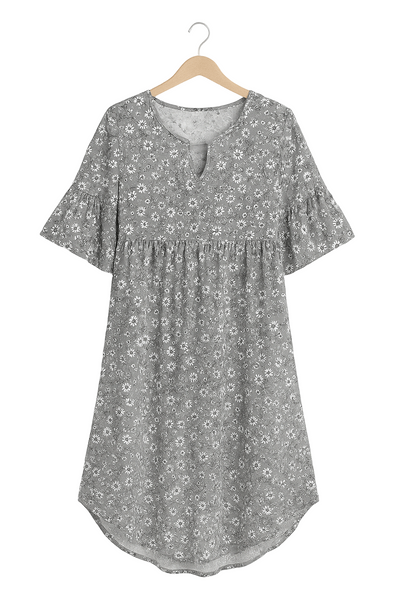 Women's Loose High Waist  V-neck Floral Dress