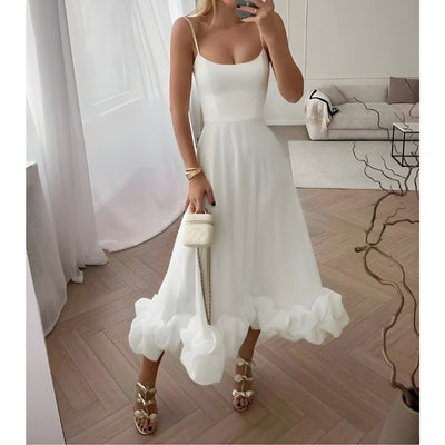 Women's Maxi Dress with Ruffled Hem and Spaghetti Straps