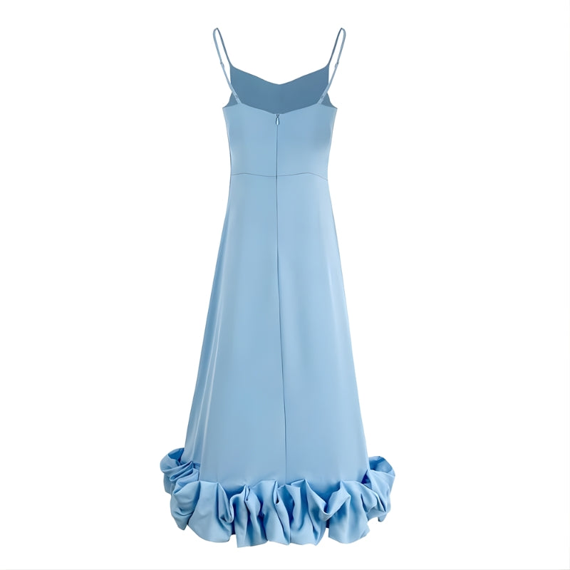 Women's Maxi Dress with Ruffled Hem and Spaghetti Straps