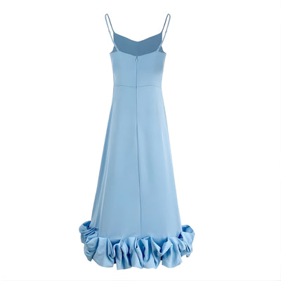 Women's Maxi Dress with Ruffled Hem and Spaghetti Straps
