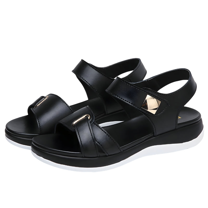 Women's Multi-Strap Sandals with Hook and Loop Closures