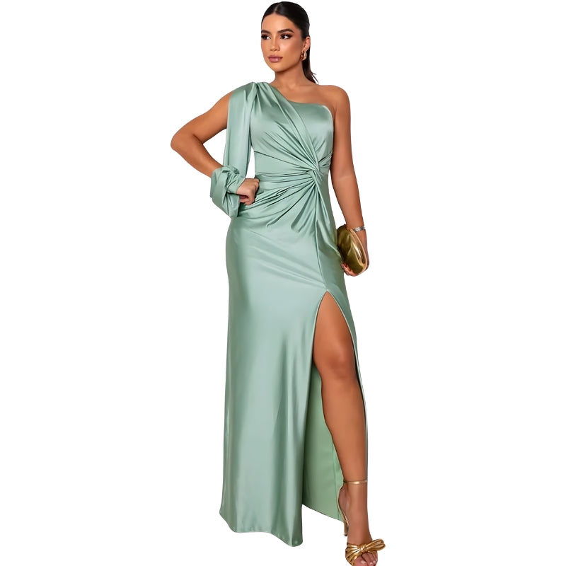 Women’s One-Shoulder Maxi Dress with Side Slit
