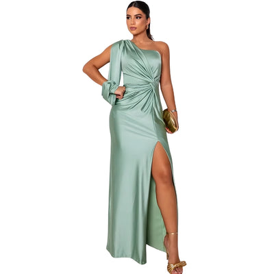 Women’s One-Shoulder Maxi Dress with Side Slit