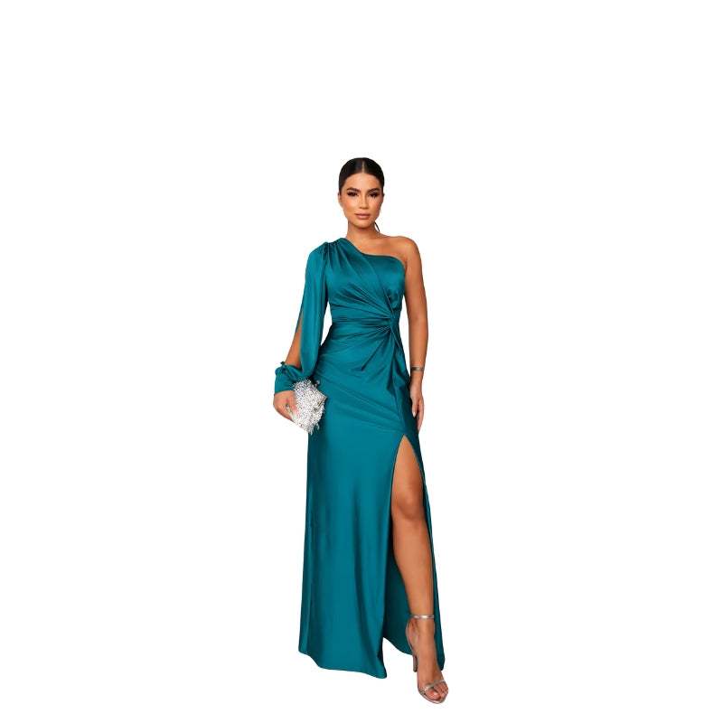 Women’s One-Shoulder Maxi Dress with Side Slit