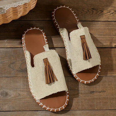 Women’s Open-Toe Slip-On Sandals with Woven Pattern