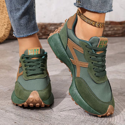 Women's Platform Lace Up Sports Sneakers with Rubber Sole