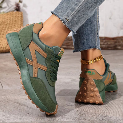 Women's Platform Lace Up Sports Sneakers with Rubber Sole