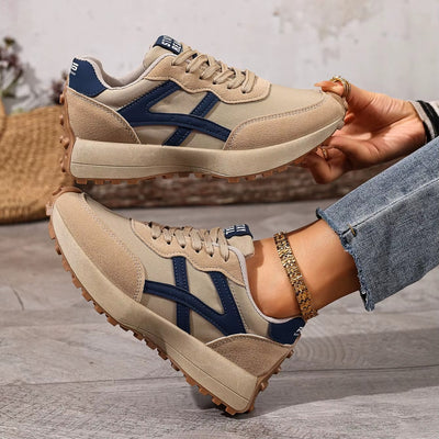 Women's Platform Lace Up Sports Sneakers with Rubber Sole