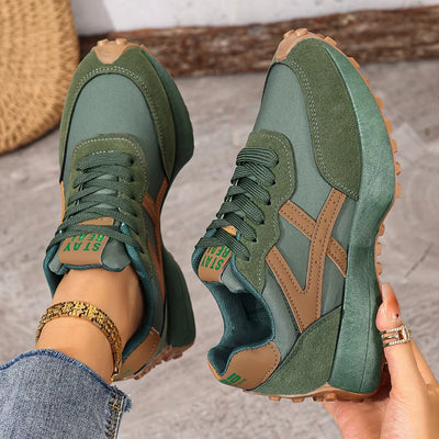 Women's Platform Lace Up Sports Sneakers with Rubber Sole