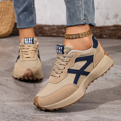 Women's Platform Lace Up Sports Sneakers with Rubber Sole