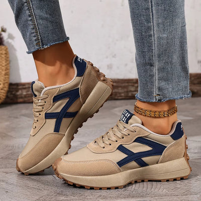 Women's Platform Lace Up Sports Sneakers with Rubber Sole