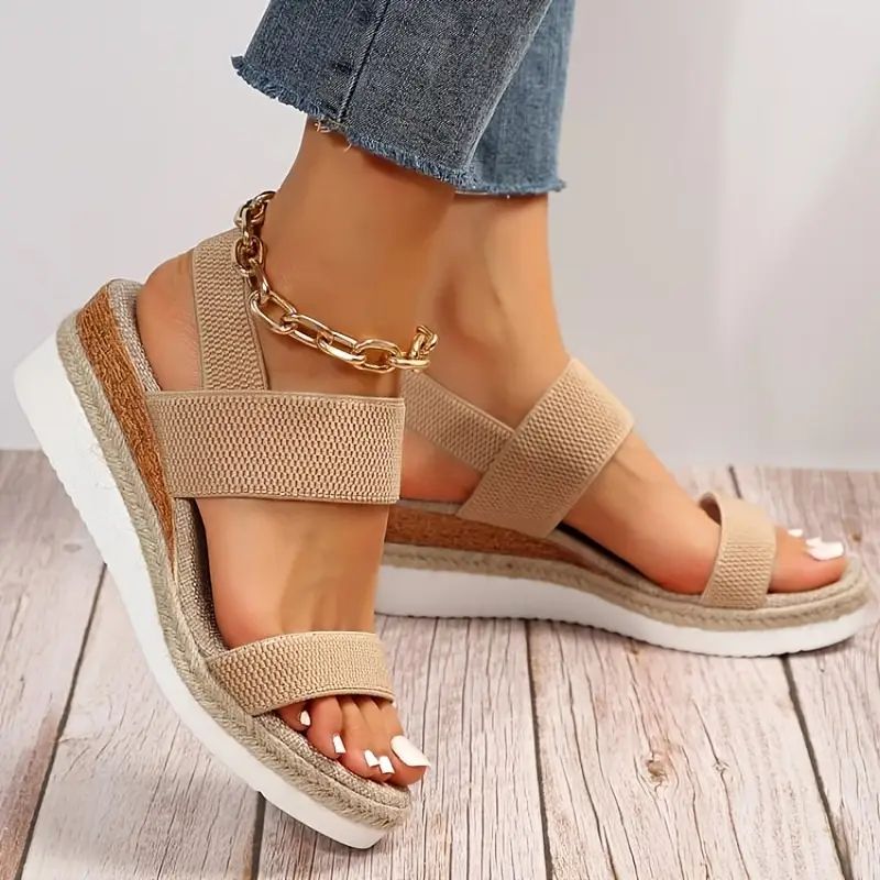 Women’s Platform Sandals with Elastic Straps