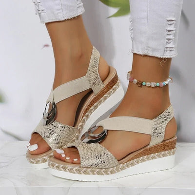 Women's Platform Wedge Sandals with Ankle Strap