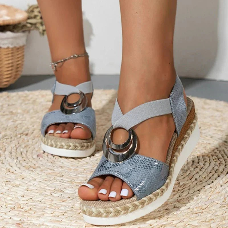 Women's Platform Wedge Sandals with Ankle Strap