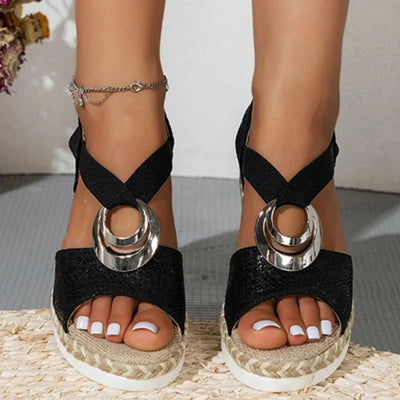 Women's Platform Wedge Sandals with Ankle Strap