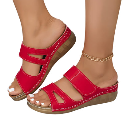 Women's Platform Wedge Sandals with Double Band Straps