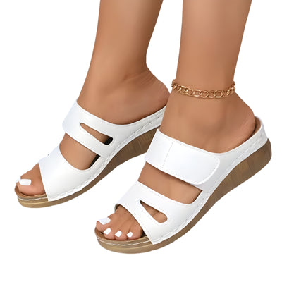 Women's Platform Wedge Sandals with Double Band Straps