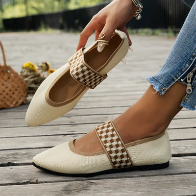 Women’s Pointed Toe Flats with Patterned Strap