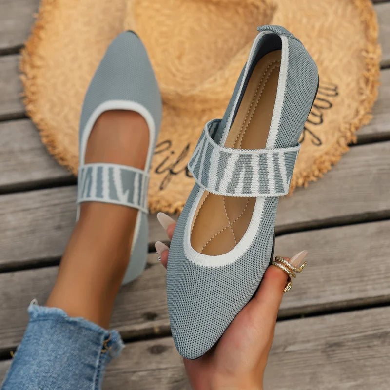 Women’s Pointed Toe Flats with Patterned Strap