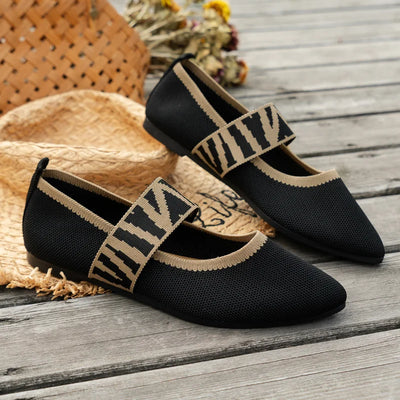 Women’s Pointed Toe Flats with Patterned Strap