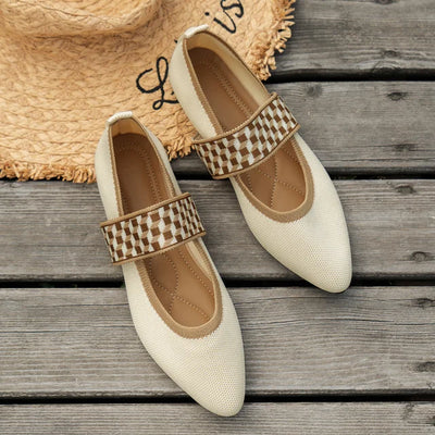 Women’s Pointed Toe Flats with Patterned Strap
