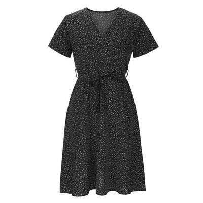 Women's Polka Dot Short Sleeve Midi Dress