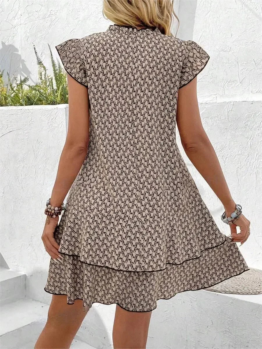 Women's Printed Ruffle Tier Mini Dress