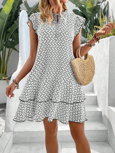 Women's Printed Ruffle Tier Mini Dress