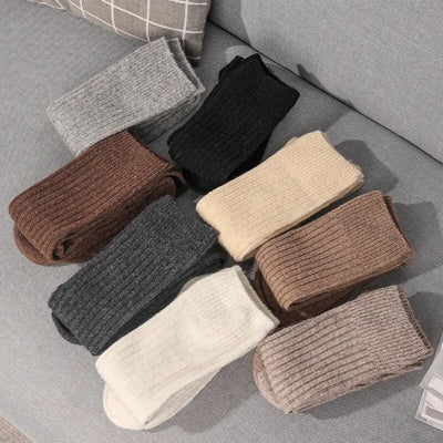Women’s Ribbed Crew Socks in Neutral Colors