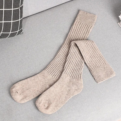 Women’s Ribbed Crew Socks in Neutral Colors