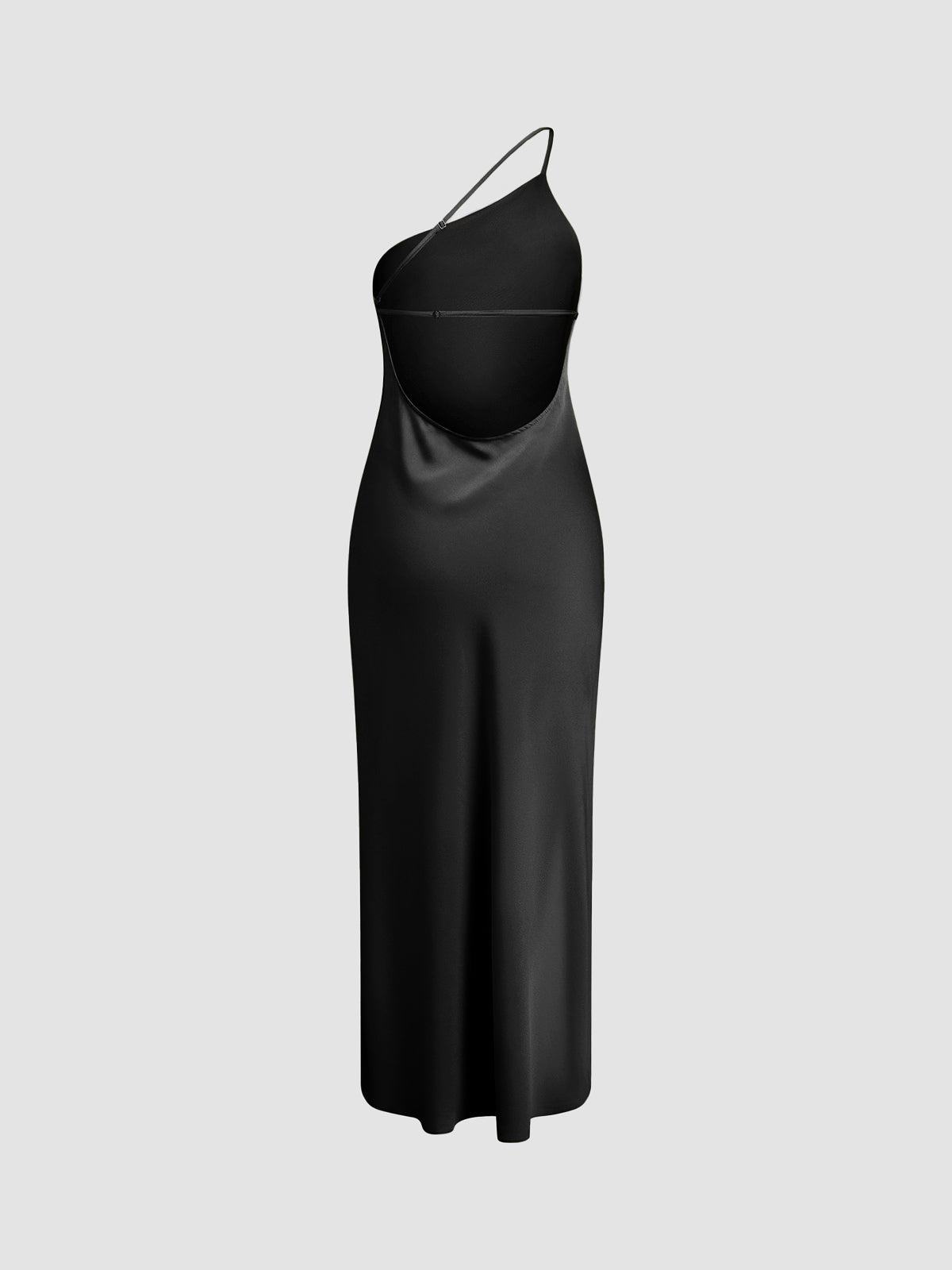 Women's Satin Maxi Dress Backless Spaghetti Strap Side Slit Evening Gown