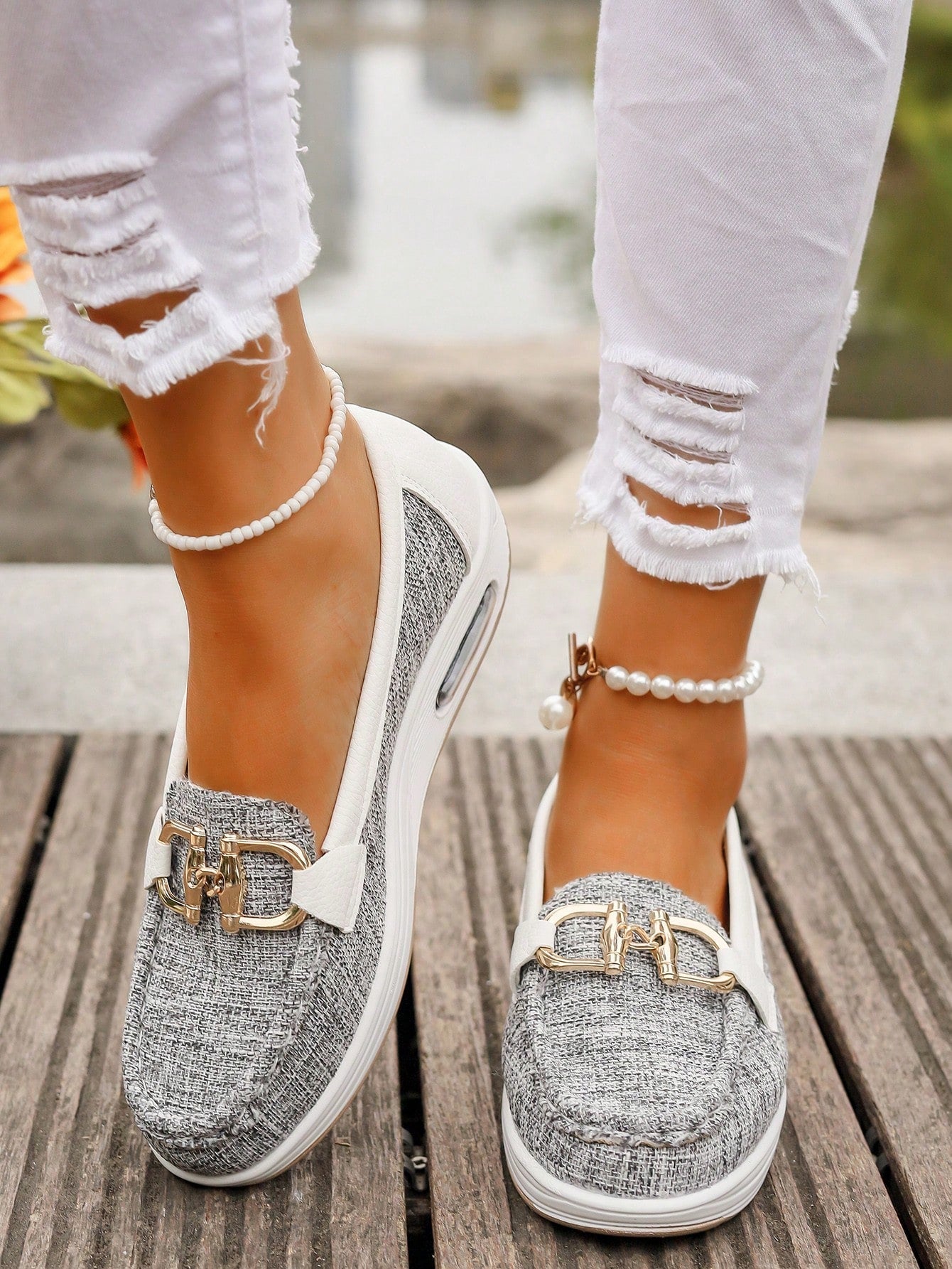 Women's Slip On Casual Loafers with Buckle Design